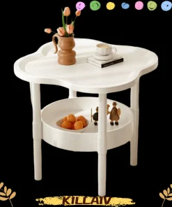 Bàn cuối KILLA1V, Bàn bên Samll 40 * 40CM, Bàn đầu giường hai lớp bằng nhựa dễ lắp ráp hợp thời trang cho phòng khách